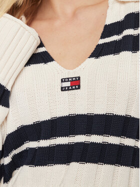 Tommy Jeans Pulover DW0DW17321 Écru Boxy Fit