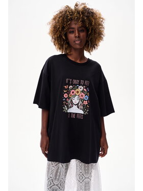 blue shadow blue shadow T-Shirt Feelings Czarny Regular Fit