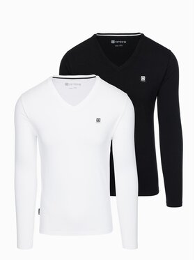 Ombre Ombre Souprava triček s dlouhým rukávem Z103 Barevná Regular Fit