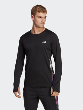 adidas adidas Тениска от техническо трико Run Icons 3-Stripes HN8024 Черен Slim Fit