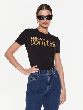 Versace Jeans Couture Versace Jeans Couture Тишърт 74HAHT01 Черен Regular Fit