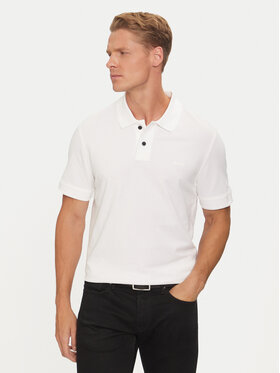 BOSS Boss Тениска с яка и копчета Prime 50507813 Бял Regular Fit