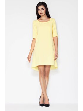 Awama Awama Sukienka letnia A056 Żółty Basic Fit