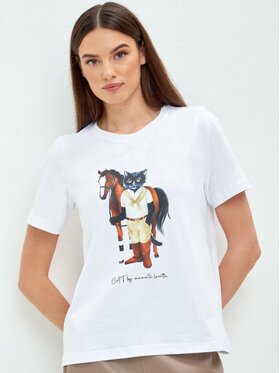 CAT by maniita lacitta CAT by maniita lacitta T-Shirt Printed T-shirt Biały Regular Fit