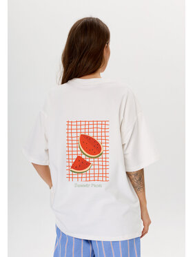 Mirons Mirons T-Shirt Print Biały Oversize