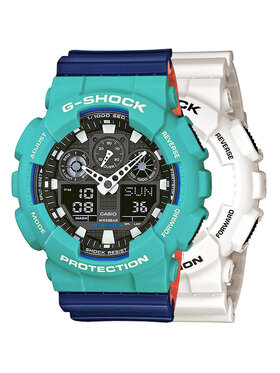 Casio Casio Zegarek SET GA-100B-7AER + BEZEL 10410475 + PASEK 10527467 Niebieski
