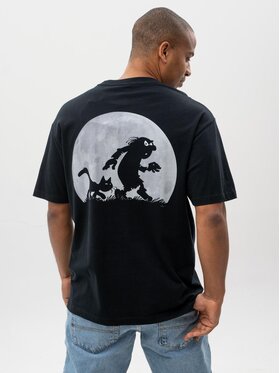 Smerfy Smerfy T-Shirt Koszulka Z Krótkim Rękawem Oversize Męska Czarna Smerfy Full Moon L Czarny Oversize