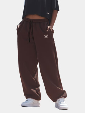 Jigga Wear Jigga Wear Spodnie dresowe Szerokie Luźne Baggy Damskie Jigga Haftowane Logo S Brązowy Regular Fit