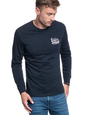 Lee Lee T-Shirt LS 70SLOGO TEE Niebieski Regular Fit