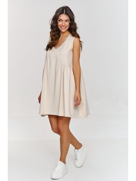 Makadamia Makadamia Sukienka letnia M875 Beżowy A-Line Fit