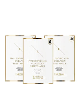 Erthskin London Erthskin London Maska z kwasem hialuronowym i kolagenem - 3 arkusze x 3 Maska do twarzy