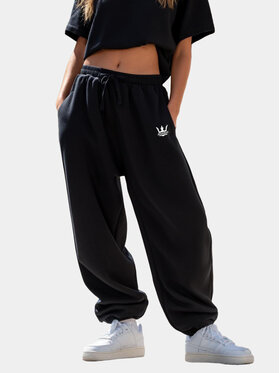 Jigga Wear Jigga Wear Spodnie dresowe Szerokie Luźne Baggy Damskie Jigga Haftowane Logo L Czarny Regular Fit