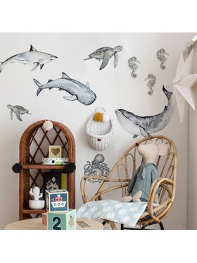 Dekornik Dekornik Komplet naklejek naściennych Happy Ocean Wonderland Zestaw Niebieski