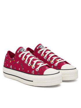 Converse Converse Scarpe da ginnastica Chuck Taylor All Star Lift Platform Embroidered Floral Patchwork A15535C Bordeaux