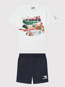 Diadora Diadora Komplektas: marškinėliai ir sportiniai šortai Playground 102.178252 Balta Regular Fit