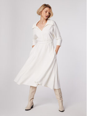 Simple Simple Každodenné šaty SUD518-01 Biela Regular Fit