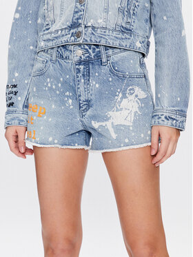 Guess Guess Szorty jeansowe Mom W3GD26 D4YO0 Niebieski Regular Fit