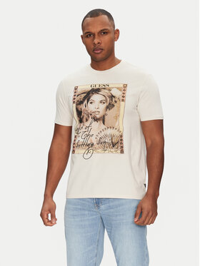 Guess Guess Tričko M5GI41 KBW41 Écru Regular Fit