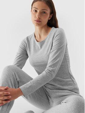 4F 4F Блуза 4FAW23TLONF167 Сив Slim Fit