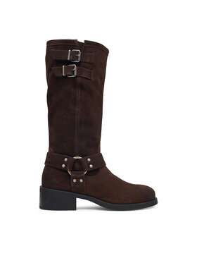 Tommy Jeans Tommy Jeans Oficerki Tjw Brushed Suede Biker Boots EN0EN03110 Brązowy ciemny