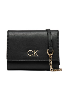 Calvin Klein Calvin Klein Große Damen Geldbörse Re-Lock Trifold Md W/Chain K60K611458 Schwarz