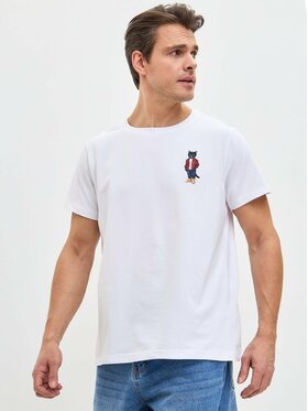 CAT by maniita lacitta CAT by maniita lacitta T-Shirt Printed men's t-shirt with CAT Biały Regular Fit