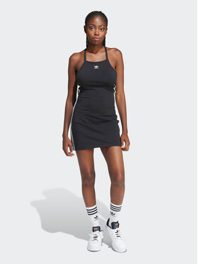 adidas adidas Лятна рокля 3-Stripes IU2426 Черен Slim Fit