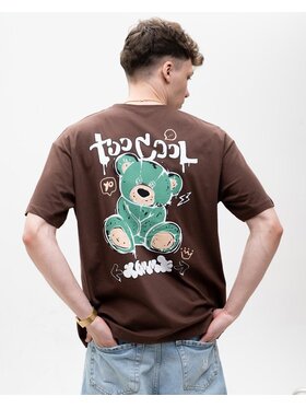 MyStars MyStars T-Shirt Koszulka Z Krótkim Rękawem Męska Brązowa MyStars Too Cool Miś M Brązowy Regular Fit