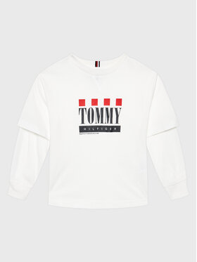 Tommy Hilfiger Tommy Hilfiger Bluză Double Layer KB0KB07793 D Alb Regular Fit