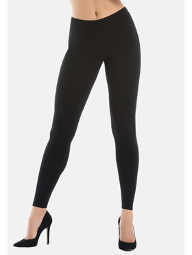 Teyli Teyli Legginsy damskie bawełniane Classico Czarny Regular Fit