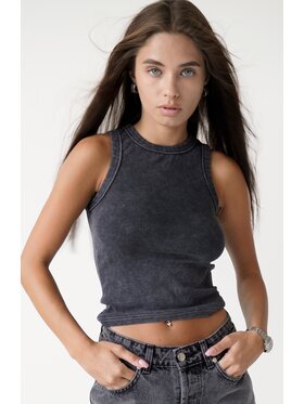 MissDenim MissDenim Top Washed Tank Top Czarny Basic Fit