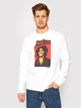 Wrangler Wrangler Bluza BOB MARLEY Soul Rebel Crew W681H1989 112141474 Biały Regular Fit