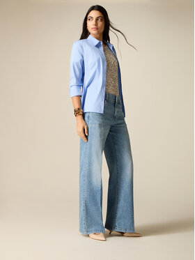 Oltre Oltre Jeansy P448R009008N004 Turkusowy Baggy Fit