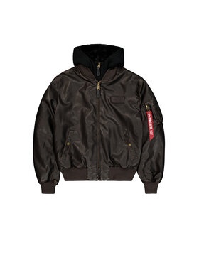 Alpha Industries Alpha Industries Kurtka skórzana MA-1 D-Tec Faux Leather Bomber Jacket Brązowy Slim Fit