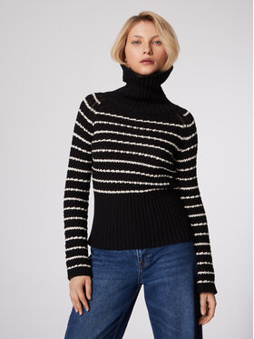 Simple Simple Krekls ar augstu apkakli SWD508-03 Melns Standard Fit