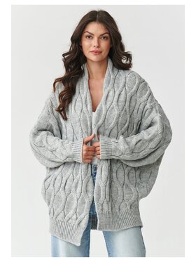 Makadamia Makadamia Kardigan S163 Szary Loose Fit