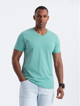 Ombre Ombre T-Shirt OM-TSBS-0145 Turkusowy Regular Fit