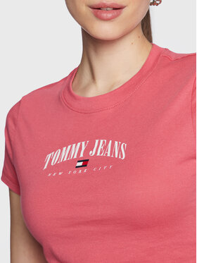 Tommy Jeans T-shirt Essential Logo DW0DW14910 Ružičasta Cropped Fit