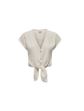 ONLY ONLY Camicia ONLSIESTA SS KNOT LIN Beige Regular Fit