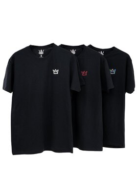 Jigga Wear Jigga Wear Komplet 3 t-shirtów Korona Zestaw 3 T-Shirtów Męskich Czarnych Jigga Wear Color Spray XL Czarny Regular Fit