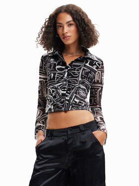 Desigual Desigual Košeľa Lettering 23SWTKBZ Čierna Slim Fit