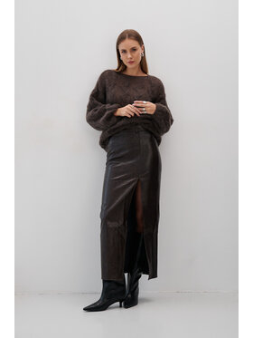 Fobya Fobya Sweter F1995 Brązowy Basic Fit