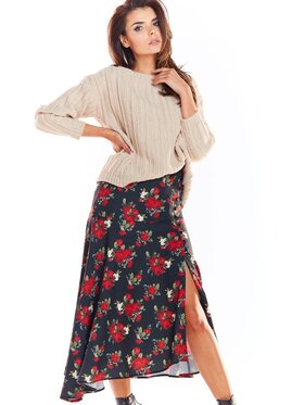 Awama Awama Sukňa A328 Čierna Basic Fit