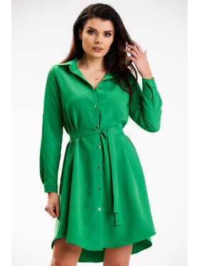 Awama Awama Sukienka letnia A568 Zielony Basic Fit