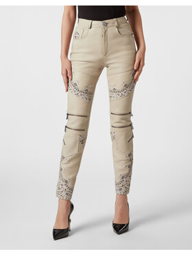PHILIPP PLEIN PHILIPP PLEIN Pantaloni di pelle 8925 Beige Long Fit