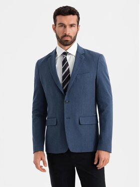 Ombre Ombre Marynarka OM-BLZB-0135 Niebieski Slim Fit