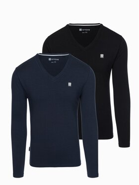 Ombre Ombre Souprava triček s dlouhým rukávem Z103 Barevná Regular Fit