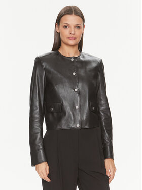 BOSS Boss Kožená bunda Samarie 50505500 Čierna Slim Fit