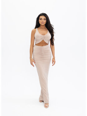 Love Saints Love Saints Sukienka dzianinowa L26LF-SU-K04 Beżowy Slim Fit