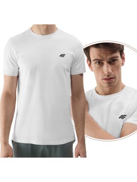 4F 4F T-Shirt 4FWSS24 TTSHM1154 10S BIAŁY L Biały Regular Fit